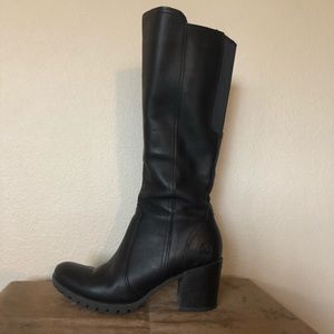 Timberland Knee Riding boot, black leather, 8.5